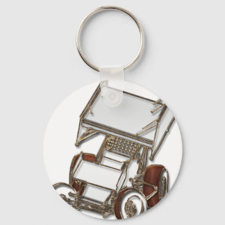 Winged Sprint Car White Colored Keychain