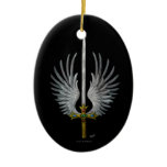 Winged Sword Ceramic Ornament