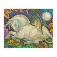 Winged Unicorn Flying Horse Fantasy WOOD WALL ART