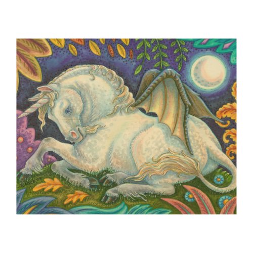 Winged Unicorn Flying Horse Fantasy WOOD WALL ART