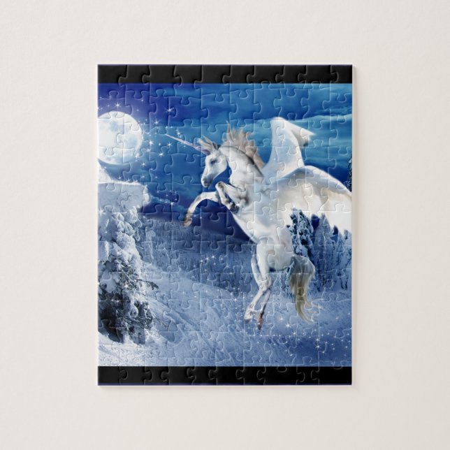 Winged Unicorn Pegasus Moon Horse Snows Tir'Rielle Jigsaw Puzzle (Vertical)