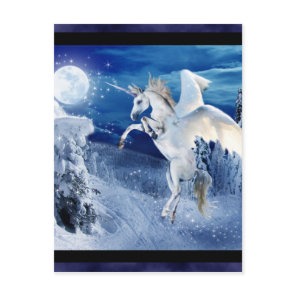 Winged Unicorn Pegasus Moon Horse Snows Tir'Rielle Postcard