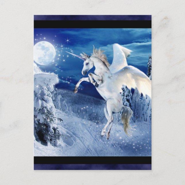 Winged Unicorn Pegasus Moon Horse Snows Tir'Rielle Postcard (Front)