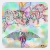 Winged Unicorn Pegasus Pegacorn Horse Rainbow Herd