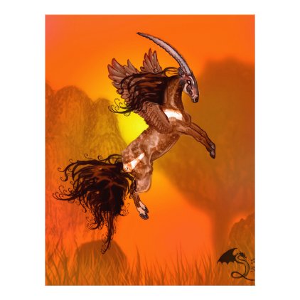 Winged Unicorn Saola Horse Pony Brown Wild Animal Letterhead