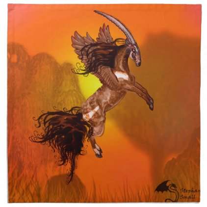 Winged Unicorn Saola Horse Pony Brown Wild Animal Napkin