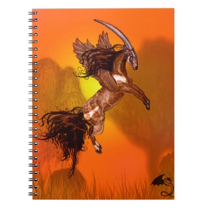 Winged Unicorn Saola Horse Pony Brown Wild Animal Notebook
