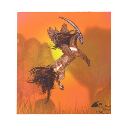Winged Unicorn Saola Horse Pony Brown Wild Animal Notepad
