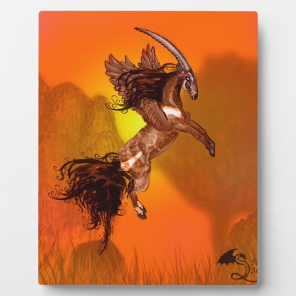 Winged Unicorn Saola Horse Pony Brown Wild Animal Plaque