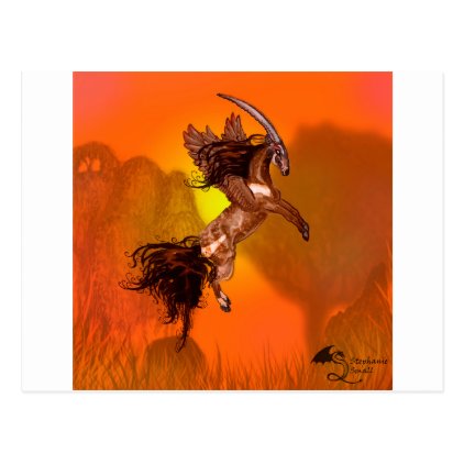 Winged Unicorn Saola Horse Pony Brown Wild Animal Postcard