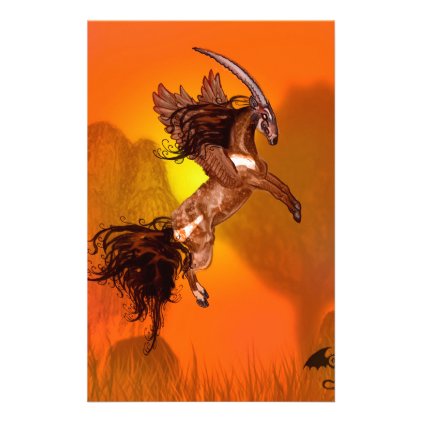 Winged Unicorn Saola Horse Pony Brown Wild Animal Stationery