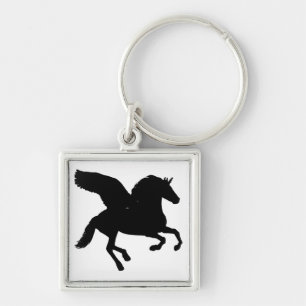 Winged Unicorn Silhouette Keychain