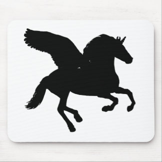 Winged Unicorn Silhouette Mouse Pad