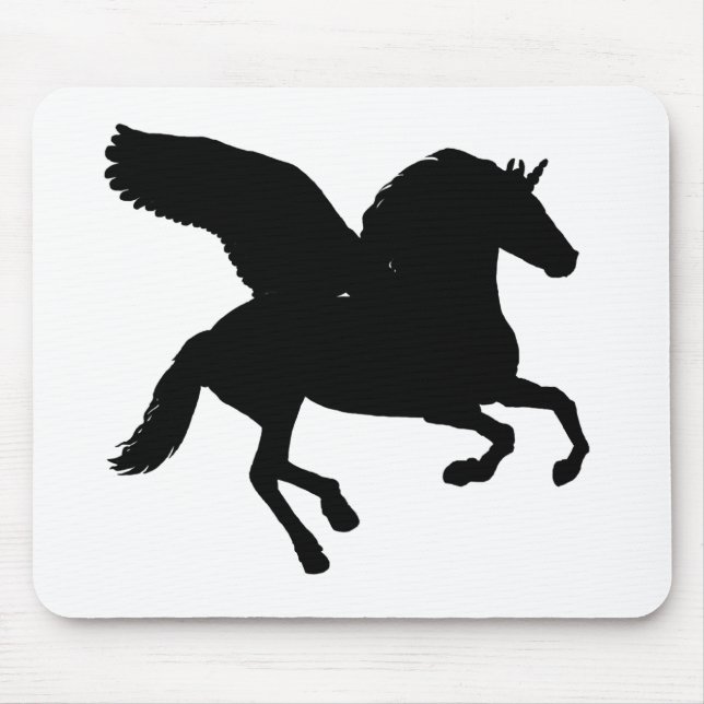 Winged Unicorn Silhouette Mouse Pad (Front)