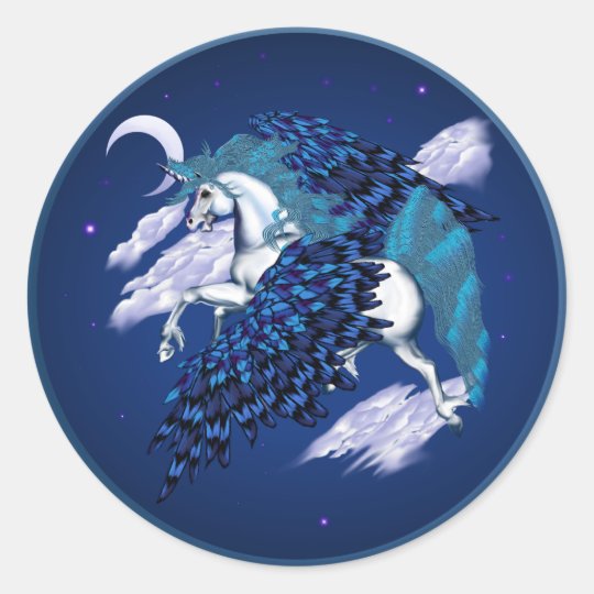 Winged Unicorn -Stickers Classic Round Sticker