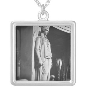 Winged victory silver plated necklace