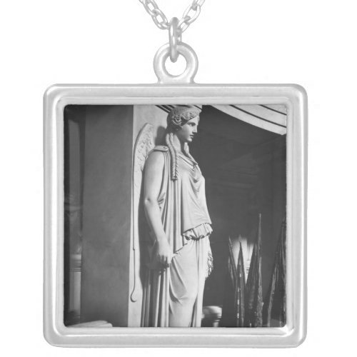 Winged victory silver plated necklace