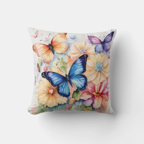 Winged Whispers Butterfly Dance Tee Throw Pillow