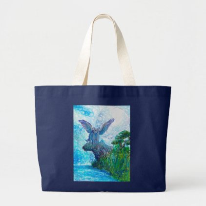 Winged Wolf Dog Wild Animals Large Tote Bag