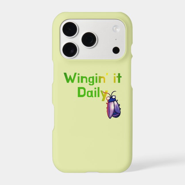 Wingin It Daily Funny Bug Humor iPhone Case (Back)