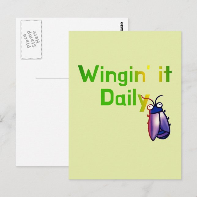 Wingin It Daily Funny Bug Humor Postcard (Front/Back)