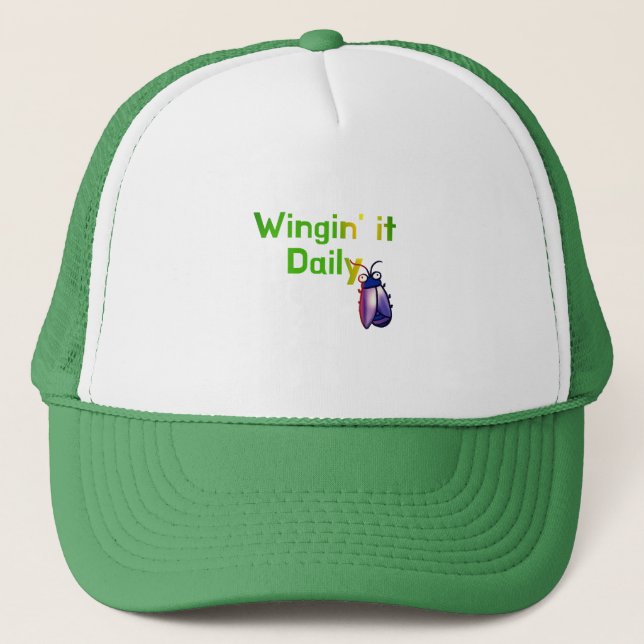Wingin It Daily Funny Bug Humor Trucker Hat (Front)