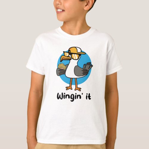 Wingin it funny seagull T_Shirt