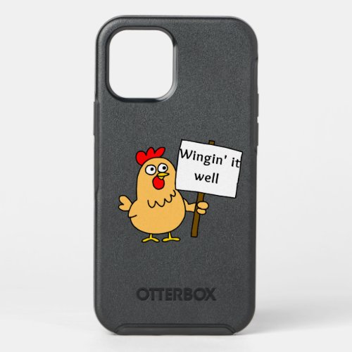 Wingin it Well Funny Chicken Holding a Sign  OtterBox Symmetry iPhone 12 Pro Case