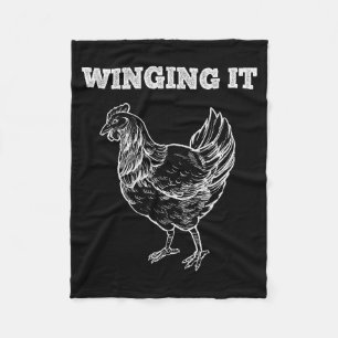 Winging It Funny Chicken Wings Lovers Quote Fleece Blanket