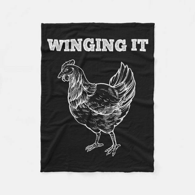Winging It Funny Chicken Wings Lovers Quote  Fleece Blanket (Front)