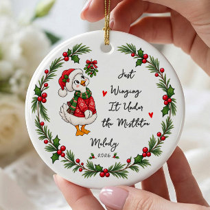 Winging It Mistletoe Goose Ornament
