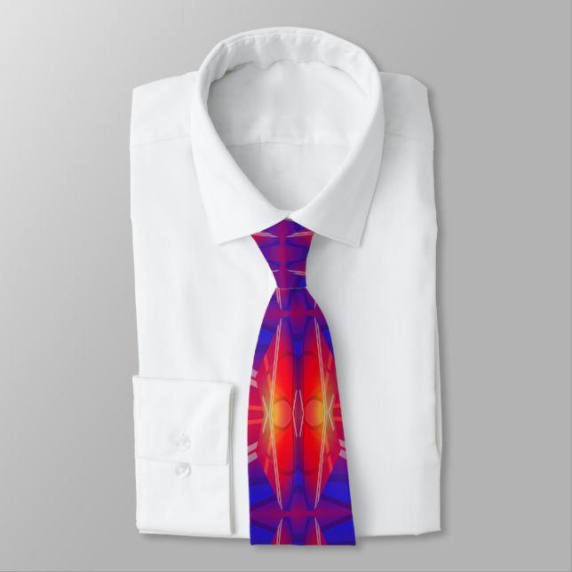 Winging It Neon Layered Abstract Design  Neck Tie (Tied)
