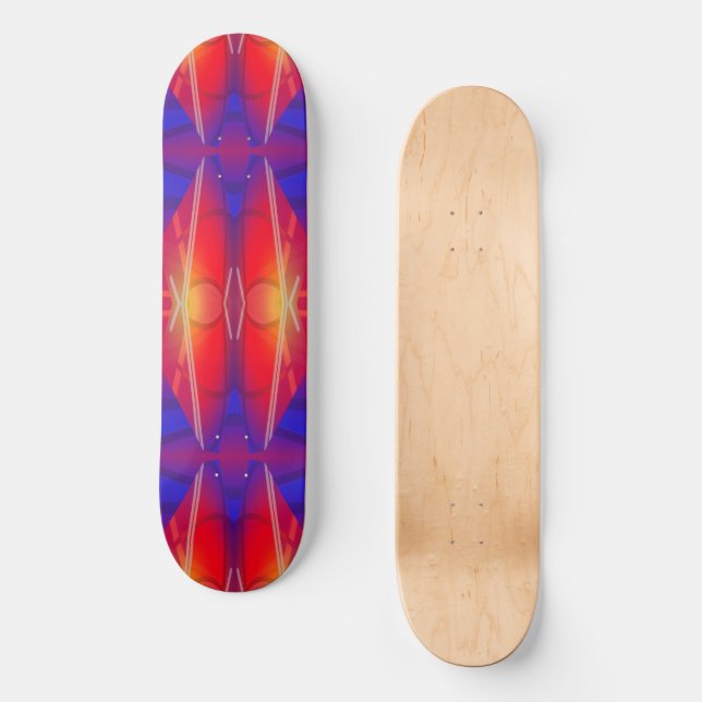 Winging It Neon Layered Abstract Design Skateboard (Front)