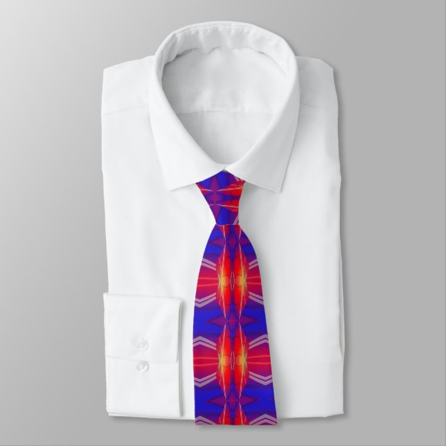 Winging It Pattern Neon Layered Abstract Design  Neck Tie (Tied)