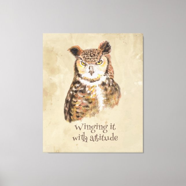 Winging it with attitude Owl Sassy Attitude Print  (Front)