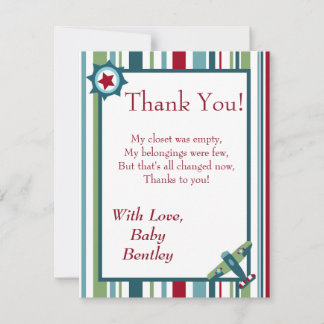 Wings Airplane 4x5 Flat Thank You Card