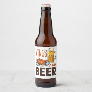 Wings and Beer Chicken Wings Drinking Bottle Label