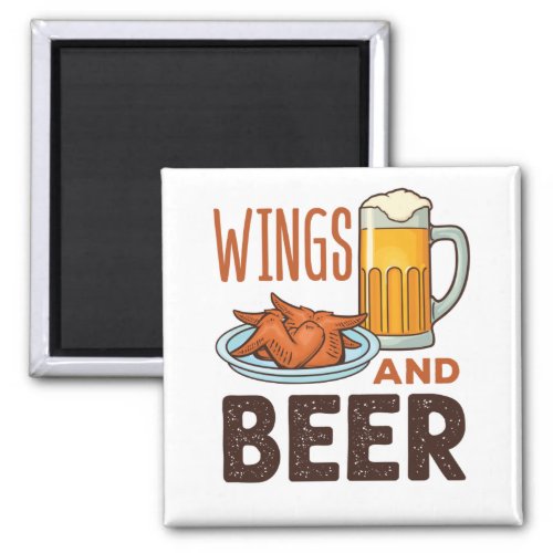 Wings and Beer Chicken Wings Drinking Magnet