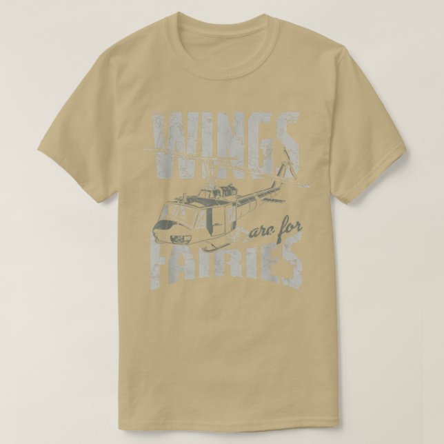 Wings Are For Fairies Helicopter Aircraft Airplane T-Shirt (Design Front)