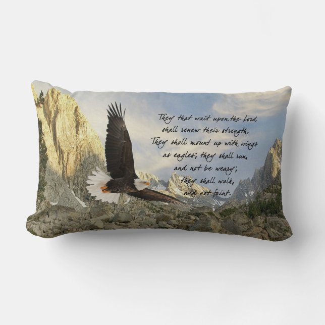 Wings As Eagles Bible Verse Isaiah 40:31 Lumbar Pillow (Front)