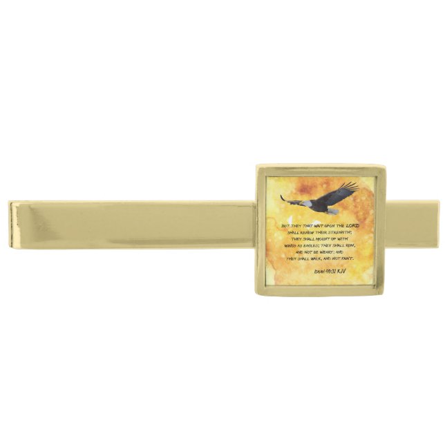 Wings As Eagles Gold Finish Tie Bar (Front)
