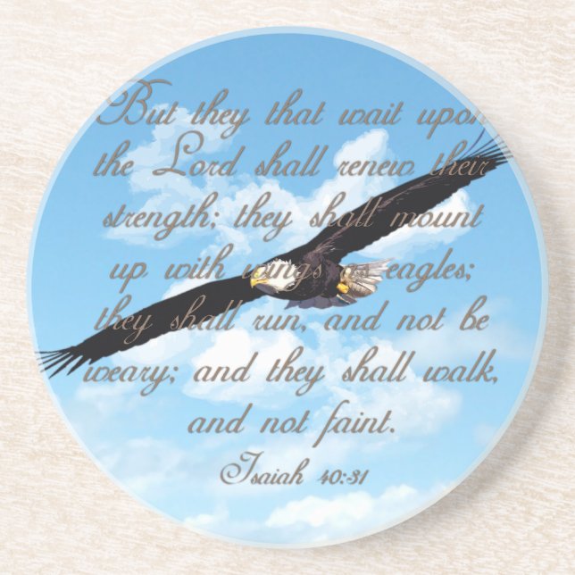 Wings as Eagles, Isaiah 40:31 Christian Bible Coaster (Front)