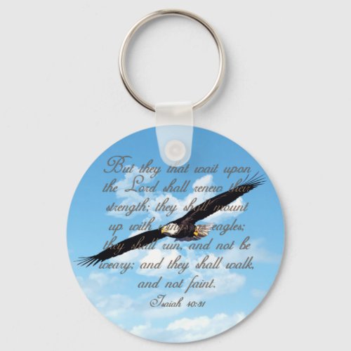 Wings as Eagles Isaiah 4031 Christian Bible Keychain