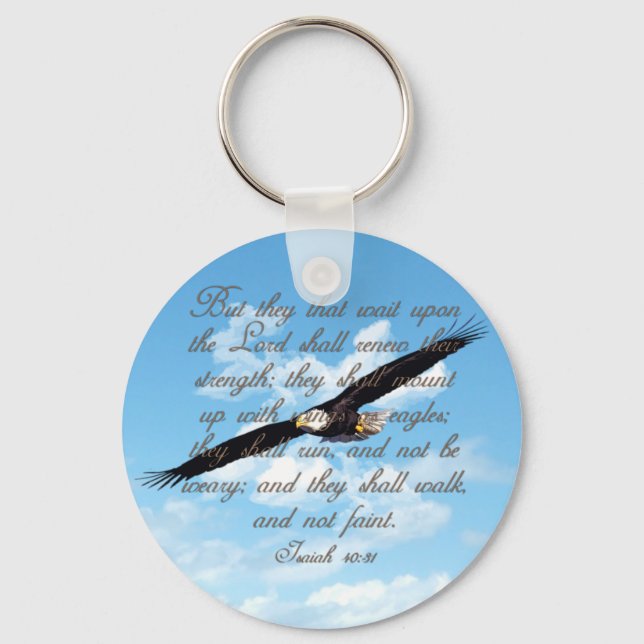 Wings as Eagles, Isaiah 40:31 Christian Bible Keychain (Front)