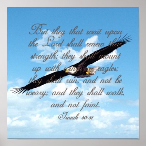 Wings as Eagles Isaiah 4031 Christian Bible Poster