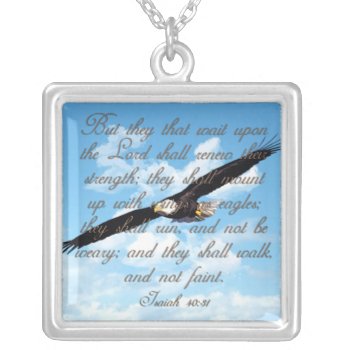 Wings As Eagles  Isaiah 40:31 Christian Bible Silver Plated Necklace by TonySullivanMinistry at Zazzle