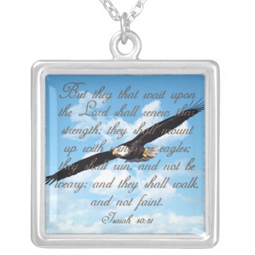 Wings as Eagles Isaiah 4031 Christian Bible Silver Plated Necklace