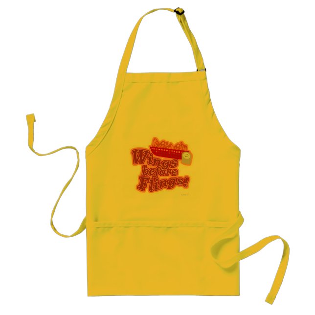 Wings Before Flings Chicken motto Adult Apron (Front)