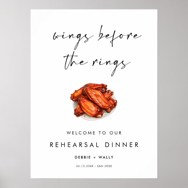 Wings Before the Rings Rehearsal Dinner Welcome Poster (Front)
