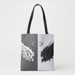 Wings black and white tote bag